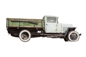 Old truck isolated on white background