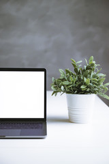 Latest generation computer on a table with accessories