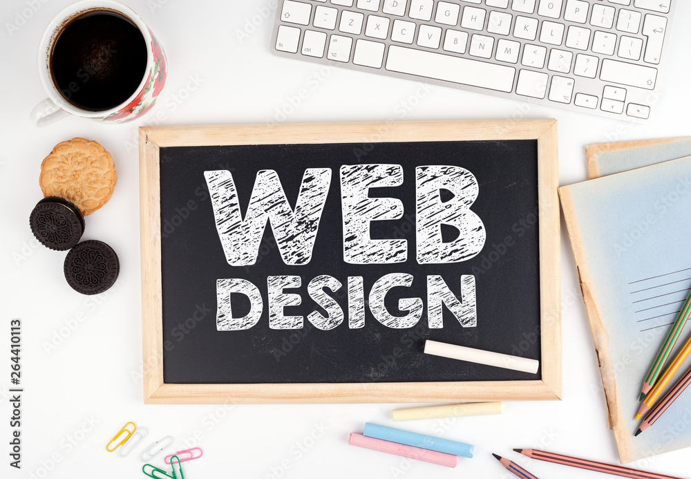 Canvas Prints web design concept. chalkboard on white office desk