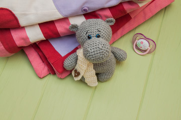 Gray Little Crocheted Hippo