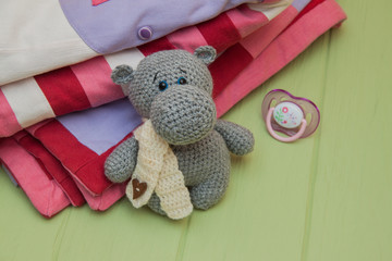 Gray Little Crocheted Hippo