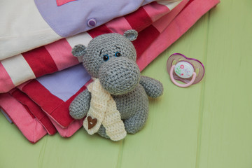 Gray Little Crocheted Hippo