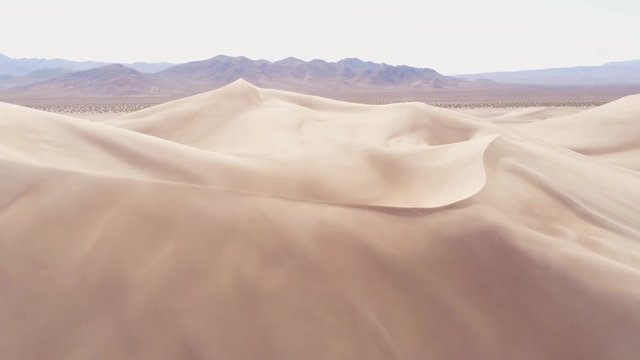Flight over Sand Dunes in the desert - aerial photography