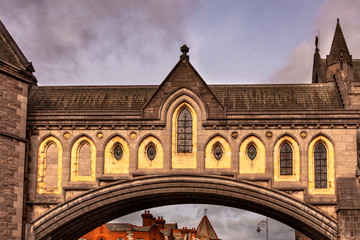 Dublin, Ireland – March 2019. Arch of the Christ Church Cathedral in Dublin, Ireland