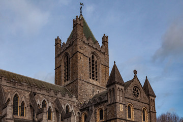 Fototapeta premium Dublin, Ireland – March 2019. Cathedral Church of the Holy Trinity, Roman Catholic Christ Church Cathedral in Dublin