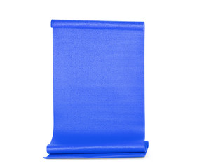 Blue color yoga matt on background