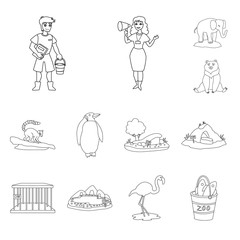 Isolated object of entertainment and forest symbol. Collection of entertainment and park stock symbol for web.