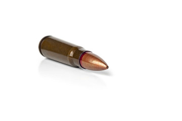 Old bullet for automatic rifle 7.62. Selective focus.