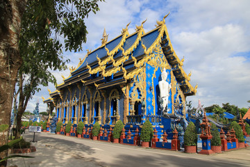 Chiang Rai Wat Rong Seur Ten (Blue Temple) is a modern Buddhist temple with blue color and elaborate carvings.Wat Rong Seur Ten is one of famous landmark for tourist in chiangrai,thailand