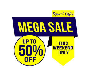 Mega Sale special offer 50% off weekend offer
