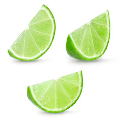 Fototapeta na wymiar Slices of lime isolated on white background.