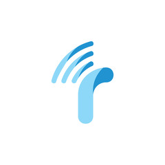 letter r radio signal symbol logo vector
