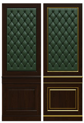 Classic wooden panel and veneer and patina gold, 3d rendering.