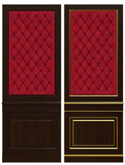 Classic wooden panel and veneer and patina gold, 3d rendering.