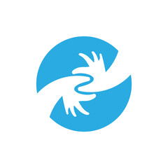 linked hand care symbol logo decoration vector
