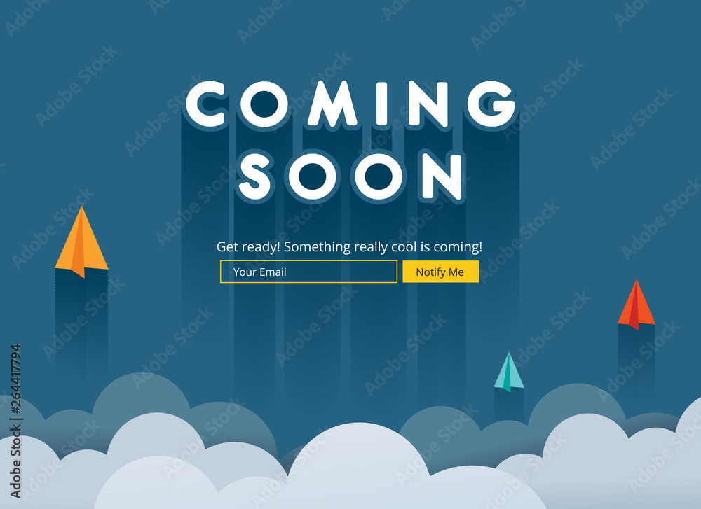 Wall mural coming soon website template. coming soon landing page design. coming soon page for a new website. w