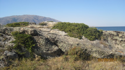 landscape with rocks and blue sky