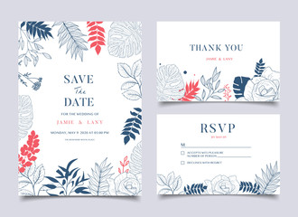 Tropical Wedding Floral Frame Background Invitation