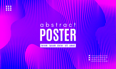 Abstract Wave Poster with Color Fluid Shapes.