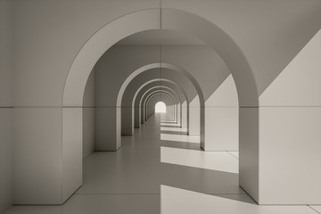 An typical archway centered with light from right