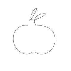 Apple fruit one line drawing vector illustration