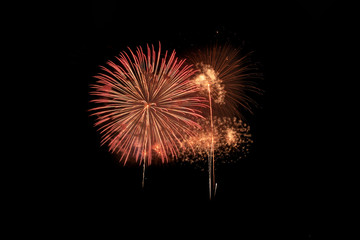 Colorful fireworks explosion in annual festival