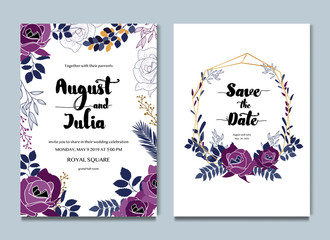 Purple White Floral Celebration Wedding Card Invitation