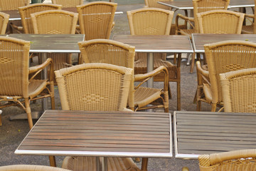 Empty restaurant tables