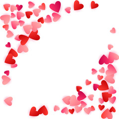Red flying hearts bright love passion vector background.