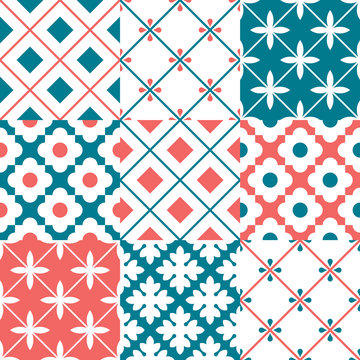 Moroccan decorative pattern for the background, tile and textiles. It is assembled from modular parts. Vector. Seamless.