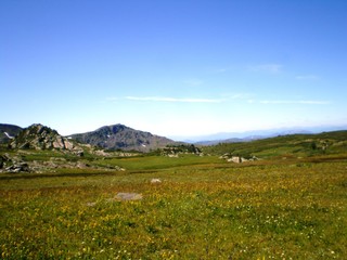 landscape with mountains and clouds