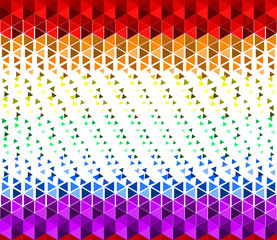 Colorful rainbow texture background of small triangle shapes. Flat design vector illustration. Can be used as background, backdrop, image montage in graphic design, book cover, flyer, brochure, advert