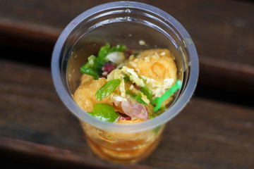 Tahu Gejrot. Southeast Asian tofu dish food from Cirebon, West Java, Indonesia.