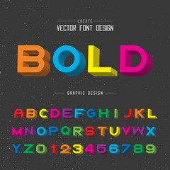 3D Font color and alphabet vector, Writing Bold typeface letter, Script Graphic text on background