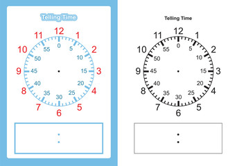 Teaching time chart telling the time for teacher chart  for teaching time vector - 264426180