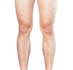 Closeup legs men skin and hairy for health care concept