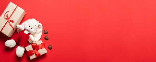 Handmade rabbit soft toys mockupand surprise gift with space for text