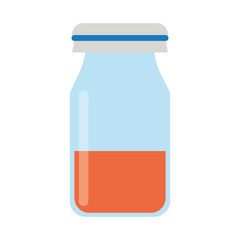 Juice glass bottle isolated flat