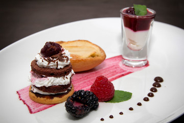 Gourmet dish with desserts 