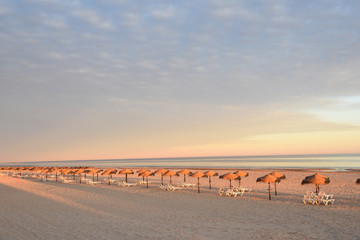 sunset at Monte Gordo beach, Algarve, Portugal