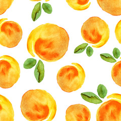 Scattered watercolour peach seamless pattern