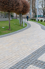 railing and pavement in recreation areas and near architectural buildings