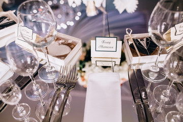 The wedding decor. The white flowers bouquet