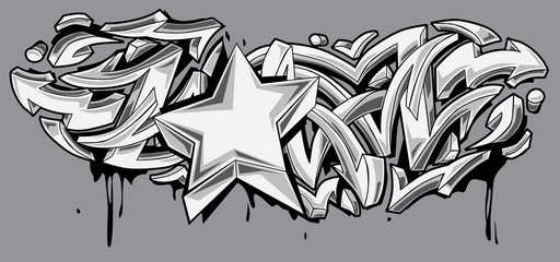 Star and arrows black and white graffiti © alex_bond