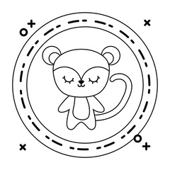 Obraz premium cute monkey animal with frame circular