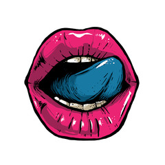 illustration of lips / lips with blue tongue