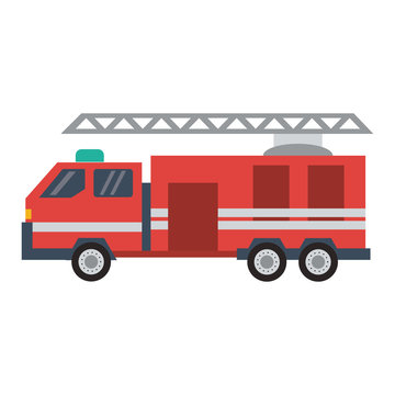 Firetruck Vehicle Isolated Flat