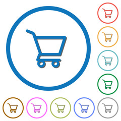 Empty shopping cart icons with shadows and outlines