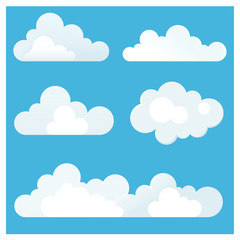 Cartoon clouds. Collection of elements. Game design. Minimal