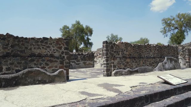 ancient restored wall in the city of Teotihuacan. Mexico, Mexico City, 4K